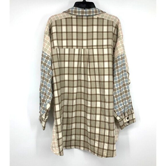 Cato Shirt Plaid Button Down Long Sleeve Tunic Top Brown - Picture 7 of 11